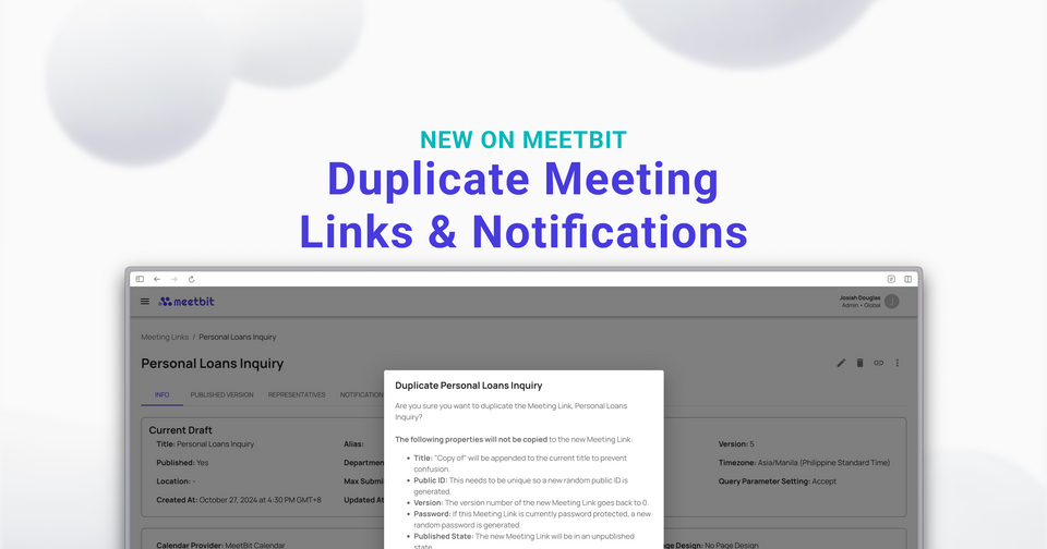 Duplicating Meeting Links, Better Round Robin & Department Access to Activities